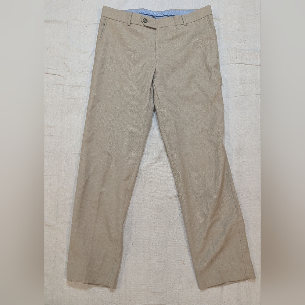 Ballin Comfort EZE Wool Men's Beige Dress Pants - Classic Straight Fit